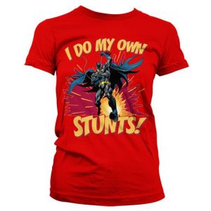 Batman - I Do My Own Stunts Girly Tee (Red)
