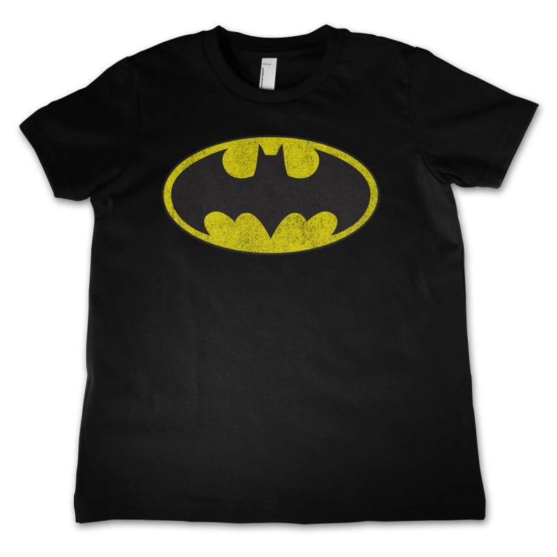Batman Distressed Logo Kids T-Shirt (Black)