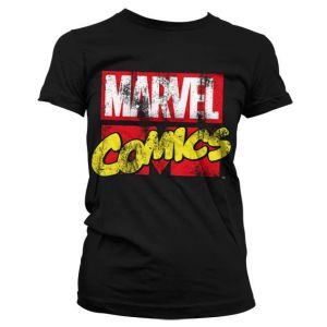 Marvel Comics Retro Logo Girly T-Shirt (Black) | 535962, L