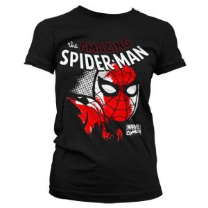 Spider-Man Close Up Girly T-Shirt (Black) | S