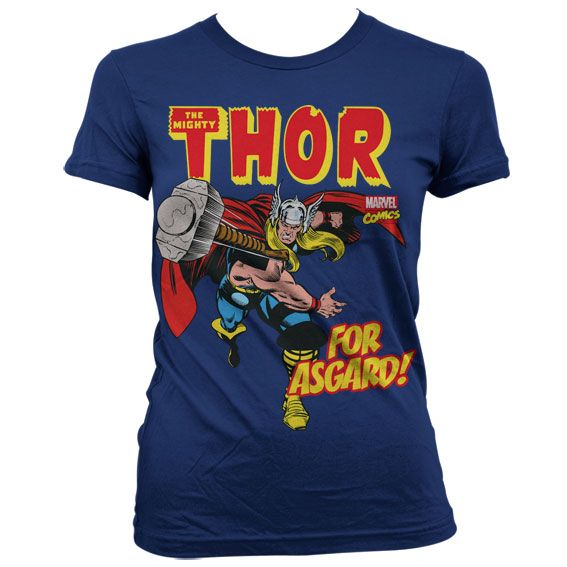 Thor - For Asgard! Girly T-Shirt (Navy)