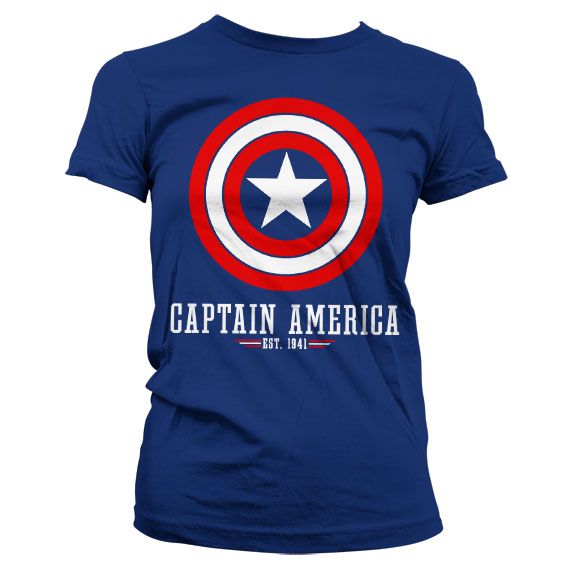 Captain America Logo Girly T-Shirt (Navy)