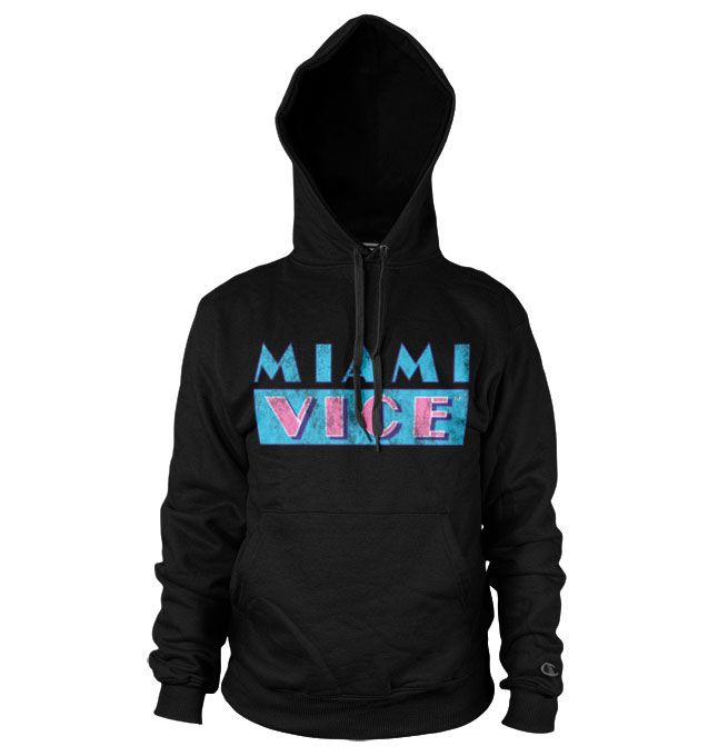 Miami Vice Distressed Logo Hoodie (Black)
