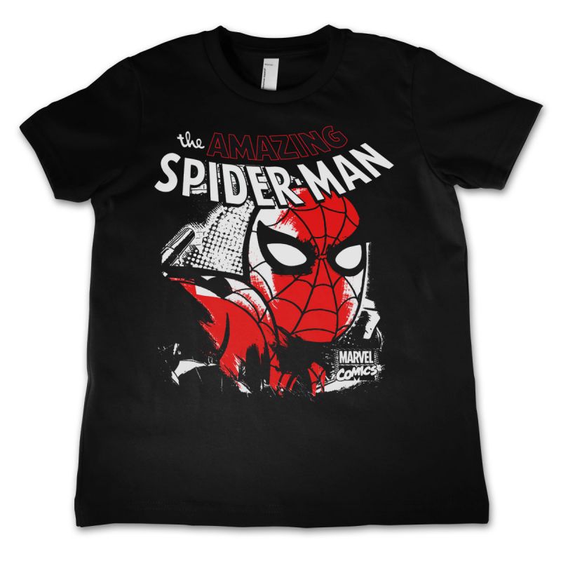 Spider-Man Close Up Kids T-Shirt (Black)