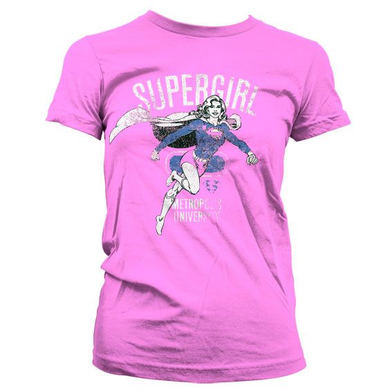 Supergirl Metropolis Distressed Girly T-Shirt (Pink)