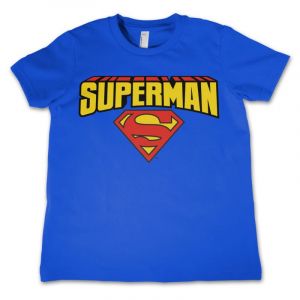 Superman Blockletter Logo Kids T-Shirt (Blue)