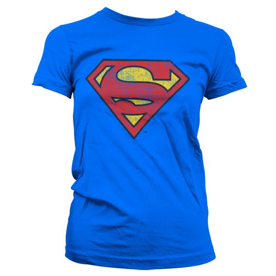 Superman Washed Shield Girly T-Shirt (Blue)