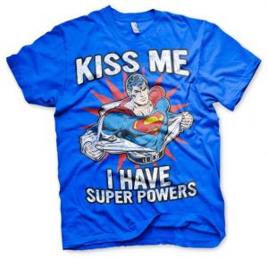 Kiss Me - I Have Super Powers T-Shirt (Blue)