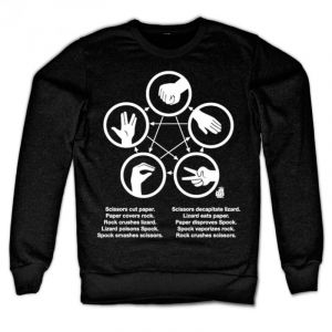 Sheldons Rock-Paper-Scissors-Lizard Game Sweatshirt (Black)