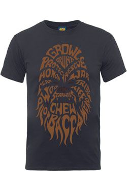Star Wars T-Shirt Chewbacca Text Head Size S BIL