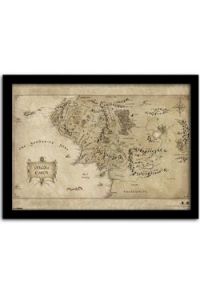 The Hobbit An Unexpected Journey Framed Poster Middle Earth Map 42 x 30 cm