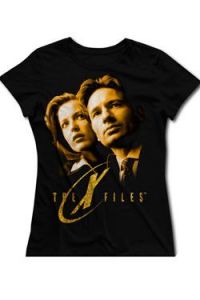 The X-Files Ladies T-Shirt Gold Faces Size L