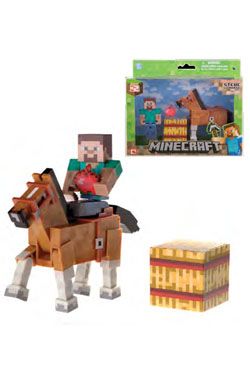 Minecraft Action Figure Steve & Chestnut Horse 8 cm Jazwares
