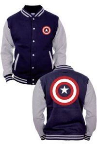 Captain America Baseball Varsity Jacket Shield Logo Size S CODI