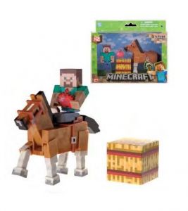 Minecraft Action Figure Steve & Chestnut Horse 8 cm Jazwares