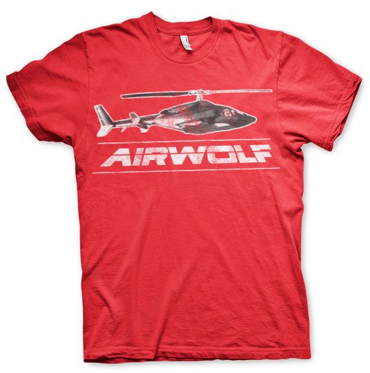 Airwolf Chopper Distressed T-Shirt (Red)