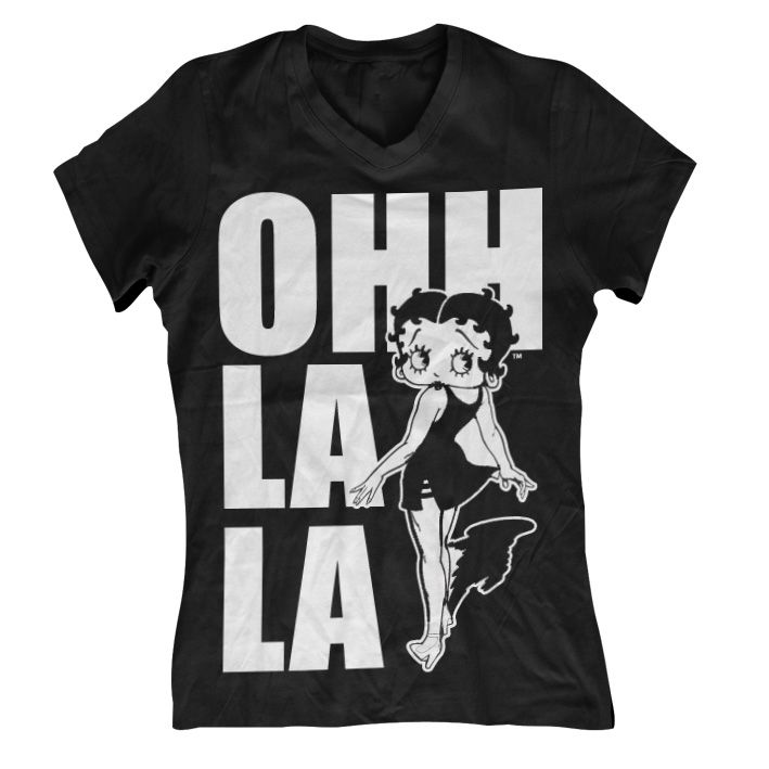 Betty Boop - Ohh La La Girly V-Neck T-Shirt (Black)
