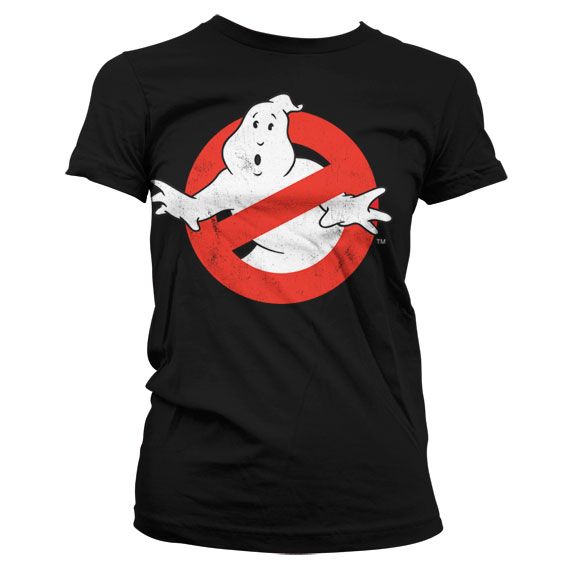 Ghostbusters Distressed Logo Girly T-Shirt (Black)