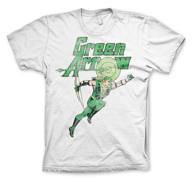 Green Arrow Distressed T-Shirt (White)