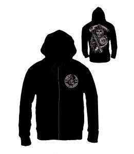 Sons of Anarchy Zipped Hooded Sweater Death Reaper Size XL CODI
