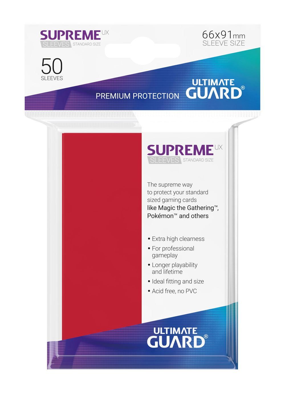 Ultimate Guard Supreme UX Sleeves Standard Size Red (50)