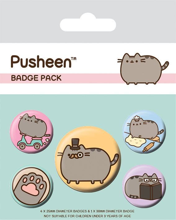 Pusheen Pin-Back Buttons 5-Pack Fancy Pyramid International
