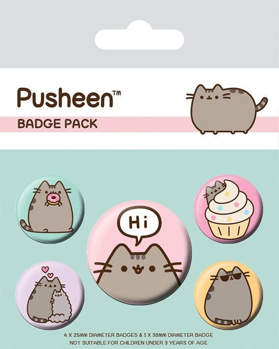 Pusheen Pin-Back Buttons 5-Pack Pusheen Says Hi Pyramid International