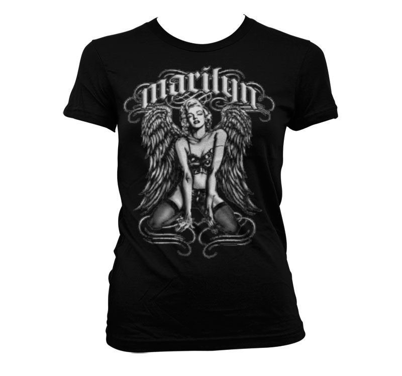 Marilyn Monroe - Cool Angel Girly T-Shirt (Black)