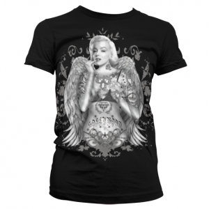 Marilyn Monroe - Floral Girl - Girly T-Shirt (Black)