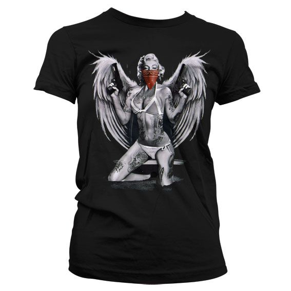 Marilyn - Gangster With Wings Girly T-Shirt (Black)