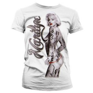 Marilyn - Naked With Tattoos Girly T-Shirt (White) | 540074