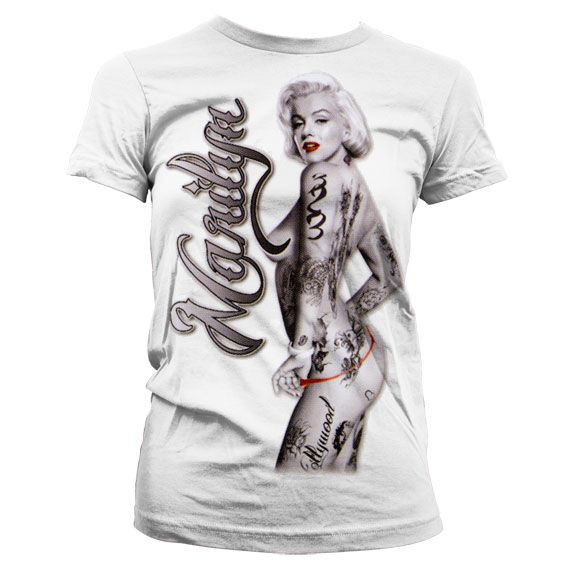 Marilyn - Naked With Tattoos Girly T-Shirt (White)