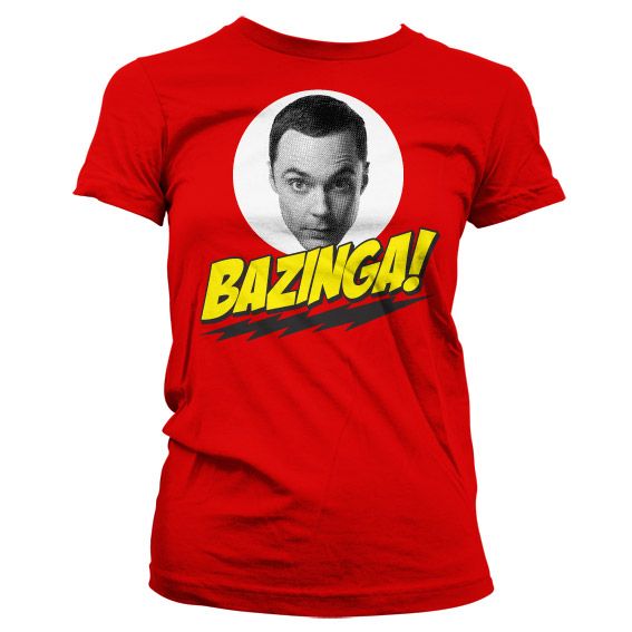 Bazinga Sheldons Head Girly T-Shirt (Red)