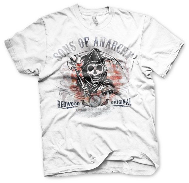 Sons Of Anarchy Distressed Flag T-Shirt (White)