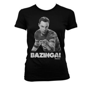 Sheldon Says BAZINGA! Girly T-Shirt (Black)