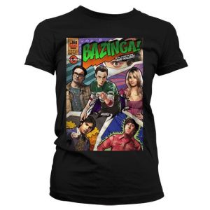 Big Bang Theory - Bazinga Comic Cover Girly T-Shirt (Black) | L, M, S, XL, XXL