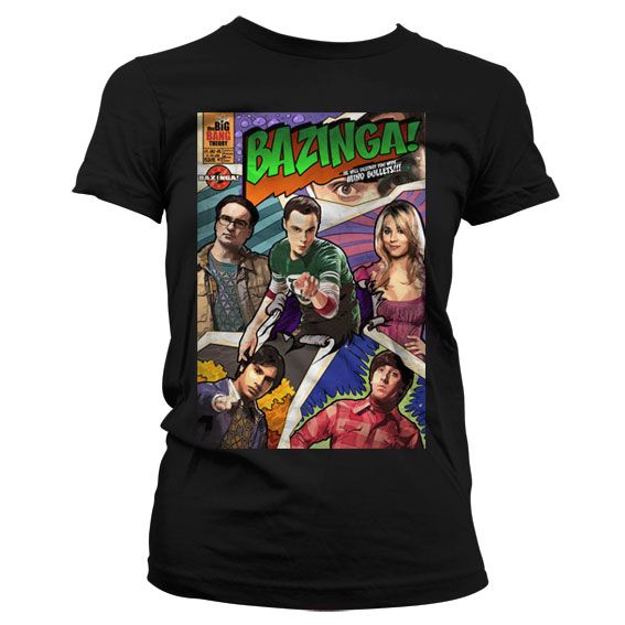 Big Bang Theory - Bazinga Comic Cover Girly T-Shirt (Black)