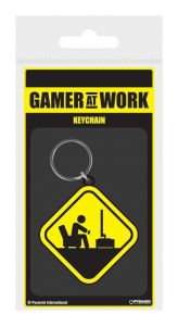 Gamer At Work Rubber Keychain Caution Sign 6 cm