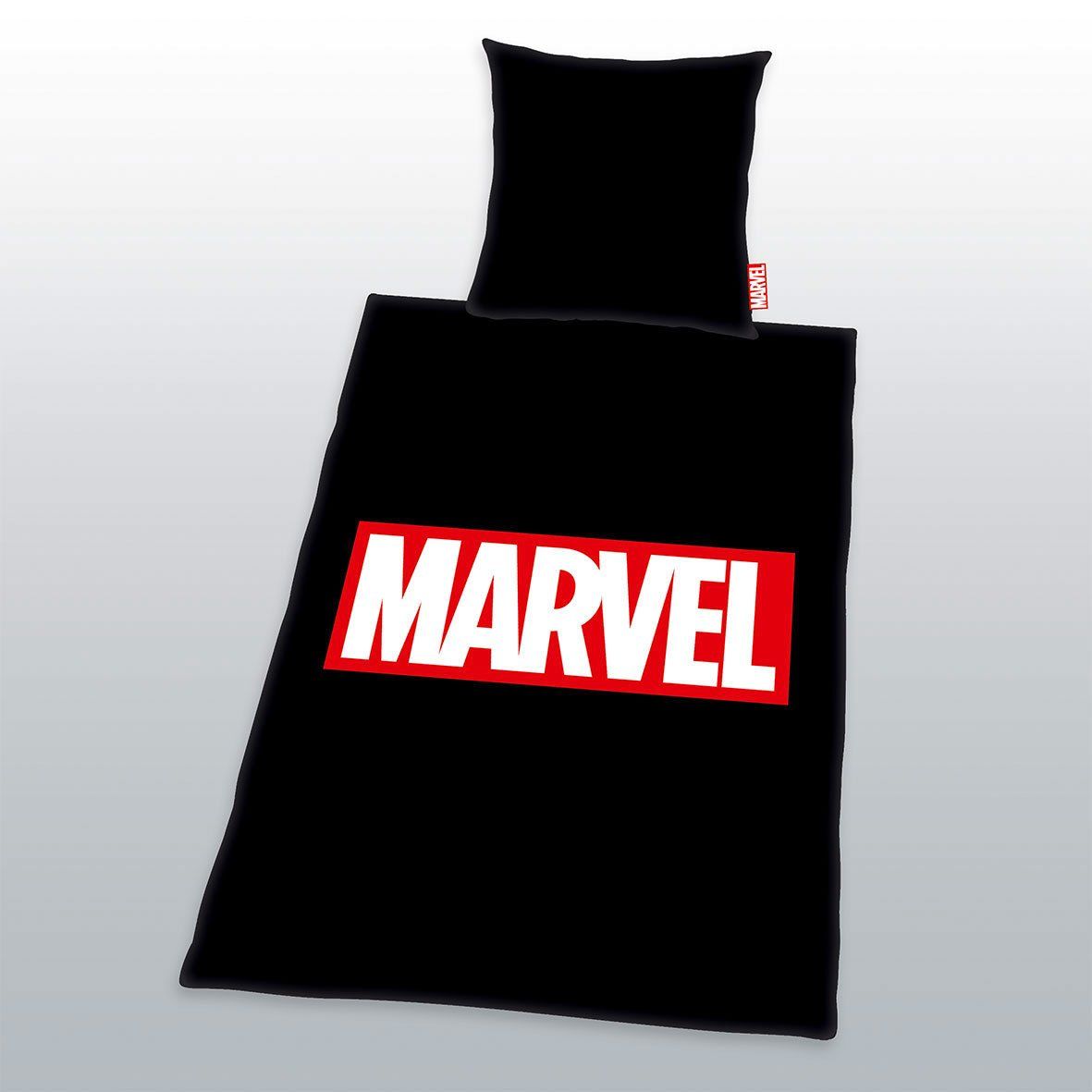 Marvel Comics Duvet Set Logo Black 135 x 200 cm / 80 x 80 cm Herding