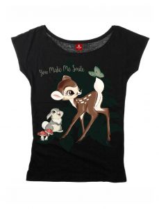 Bambi Ladies Loose T-Shirt Smile Size L