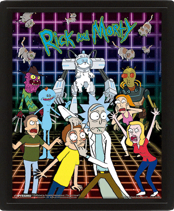 Rick and Morty Framed 3D Lenticular Poster Pack Characters Grid 26 x 20 cm (3) Pyramid International