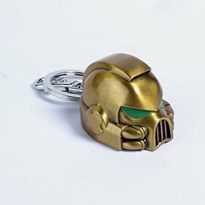 Warhammer 40K Metal Keychain Space Marine MKVII Helmet Gold Semic