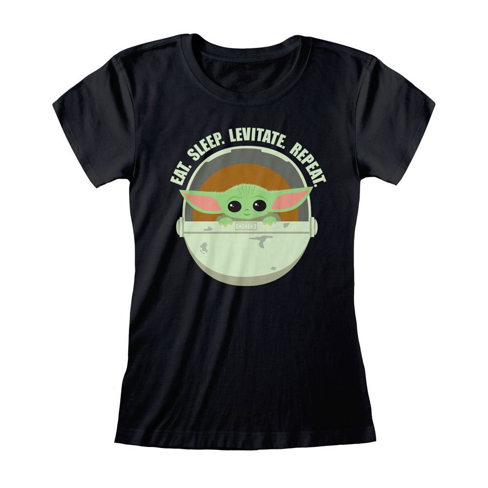 Star Wars The Mandalorian Ladies T-Shirt Eat Sleep Levitate Size M Heroes Inc