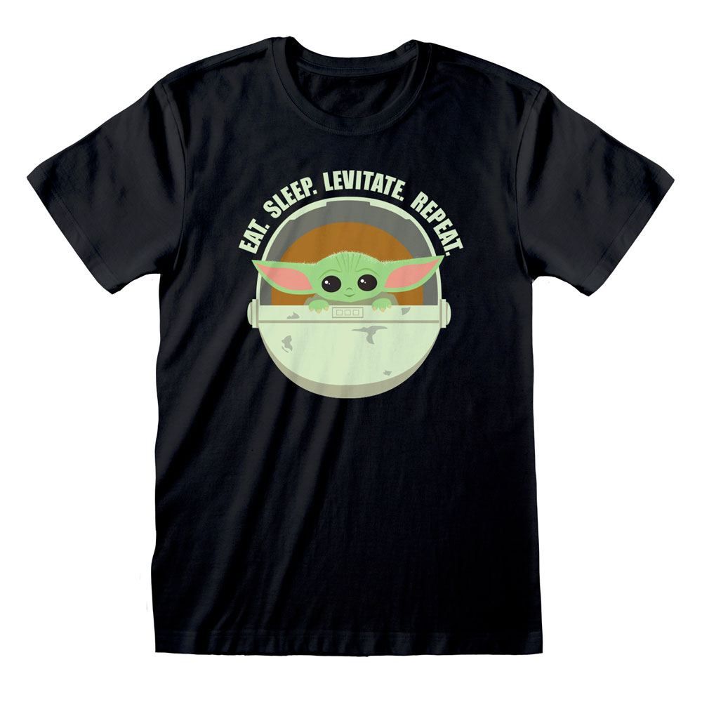 Star Wars The Mandalorian T-Shirt Eat Sleep Levitate Size L Heroes Inc