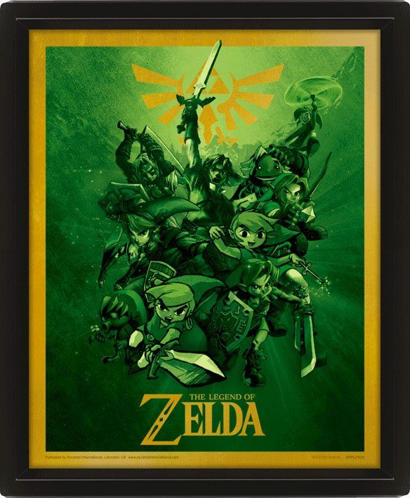 Legend of Zelda Framed 3D Effect Poster Pack Link 26 x 20 cm (3) Pyramid International