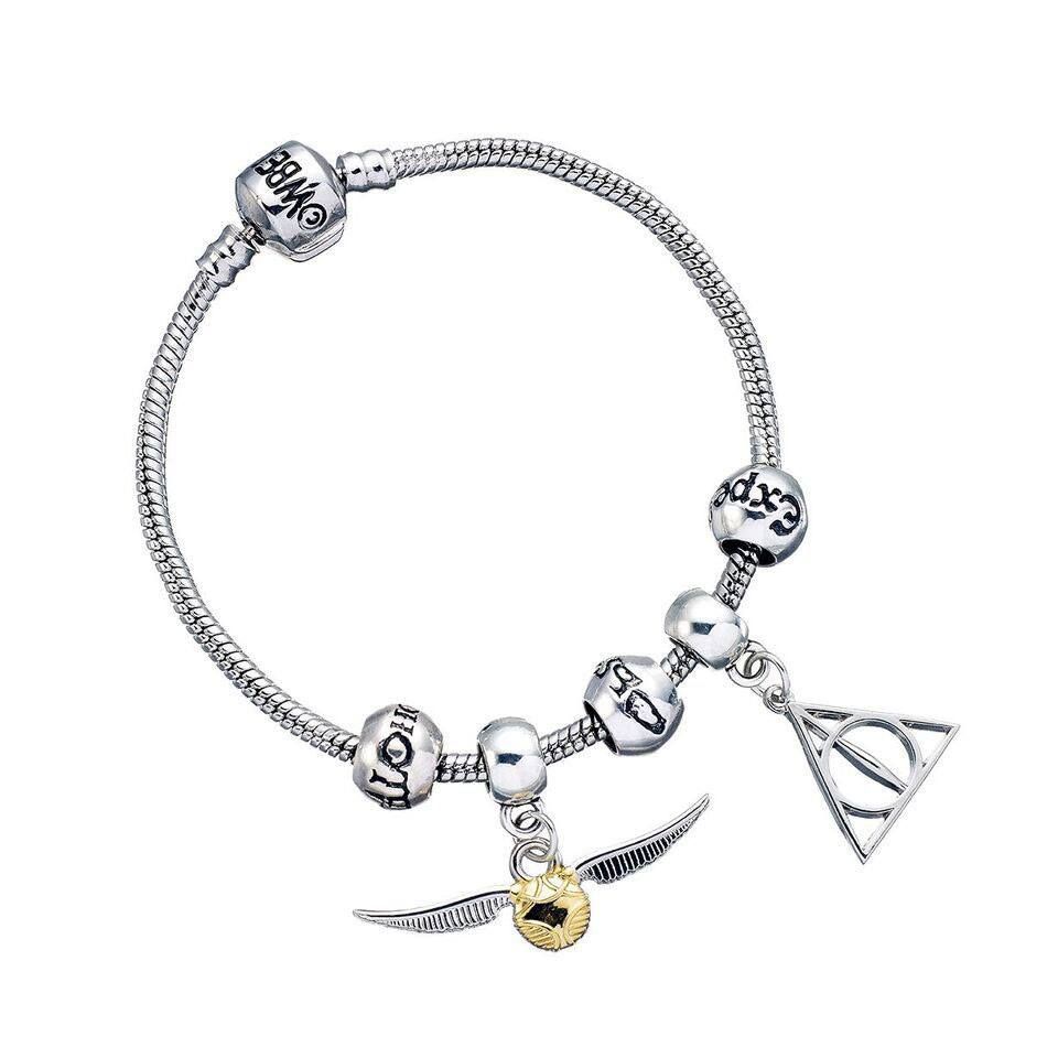 Harry Potter Bracelet Charm Set Deathly Hallows/Snitch/3 Spell Beads (silver plated) Carat Shop, The