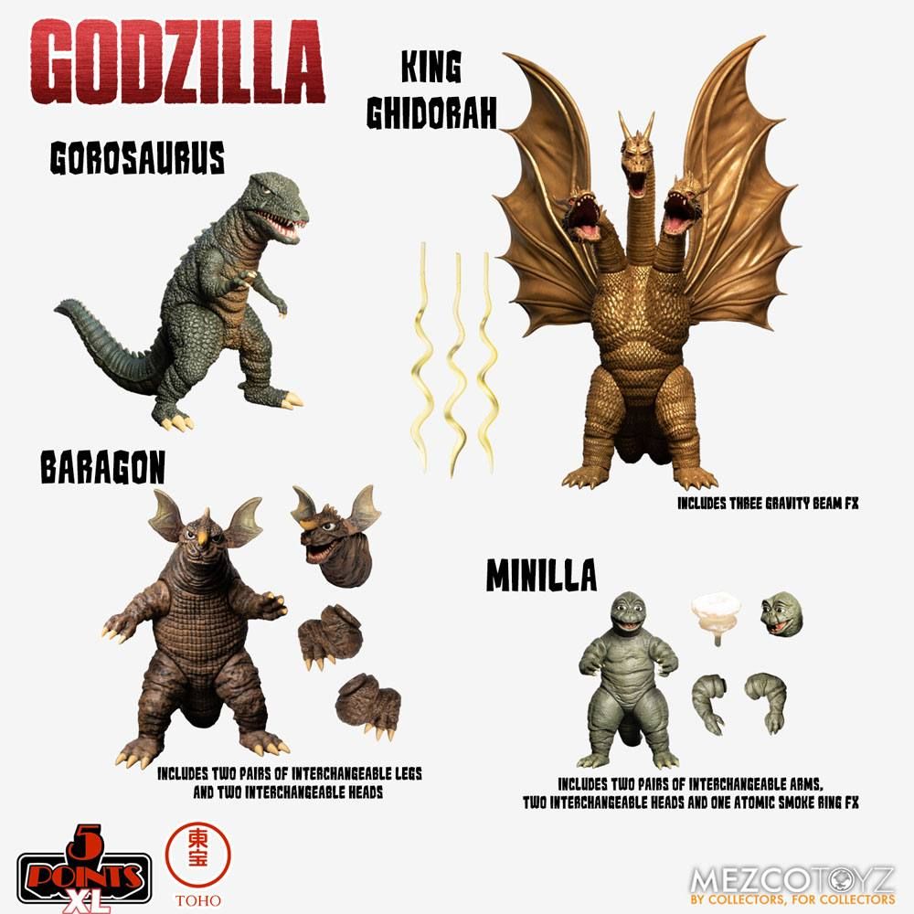 Godzilla: Destroy All Monsters 5 Points XL Action Figures Deluxe Box Set Round 2 11 cm Mezco Toys