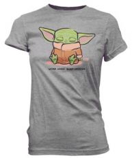 Star Wars The Mandalorian Loose POP! Tees Ladies T-Shirt Cute Child Sleeping Size M