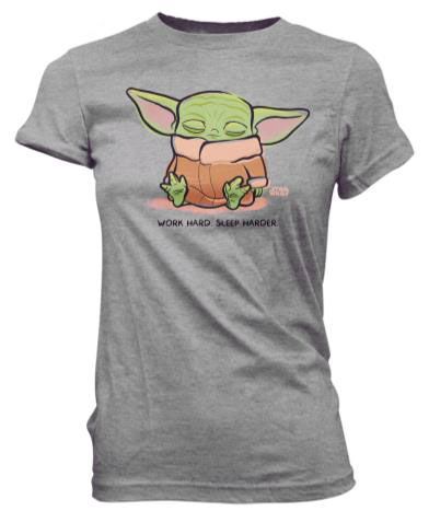 Star Wars The Mandalorian Loose POP! Tees Ladies T-Shirt Cute Child Sleeping Size M Funko
