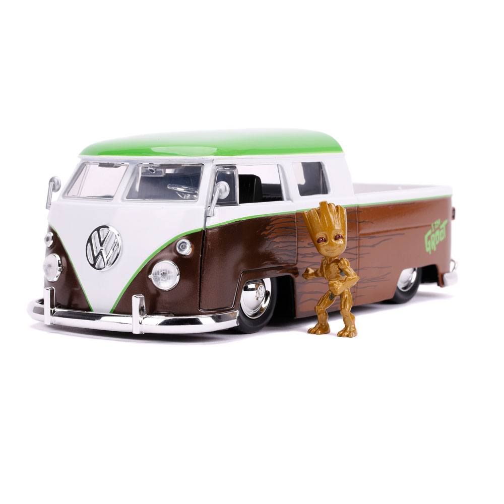 Guardians of the Galaxy Hollywood Rides Diecast Model 1/24 1962 Volkswagen Bus with Figure Jada Toys